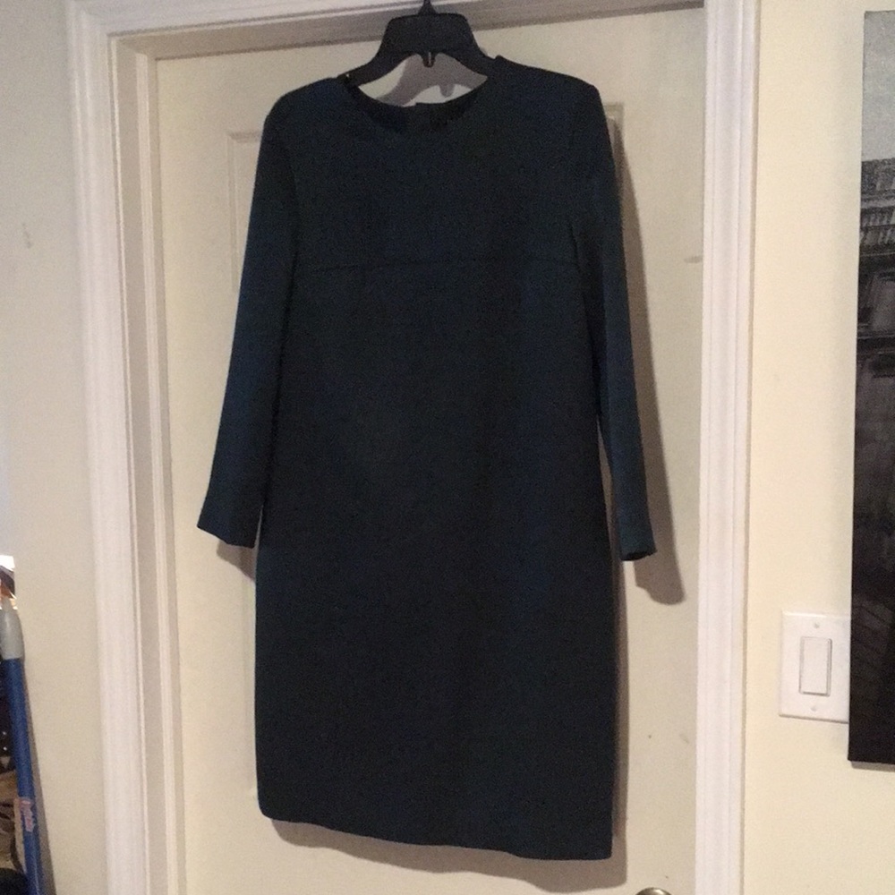 Forest Green Elegant Wool/Silk Blend Dress Designer Minimalist - Lyn Devon